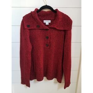 SAG HARBOR Women's Red Sparkly Long Sleeve Sweater